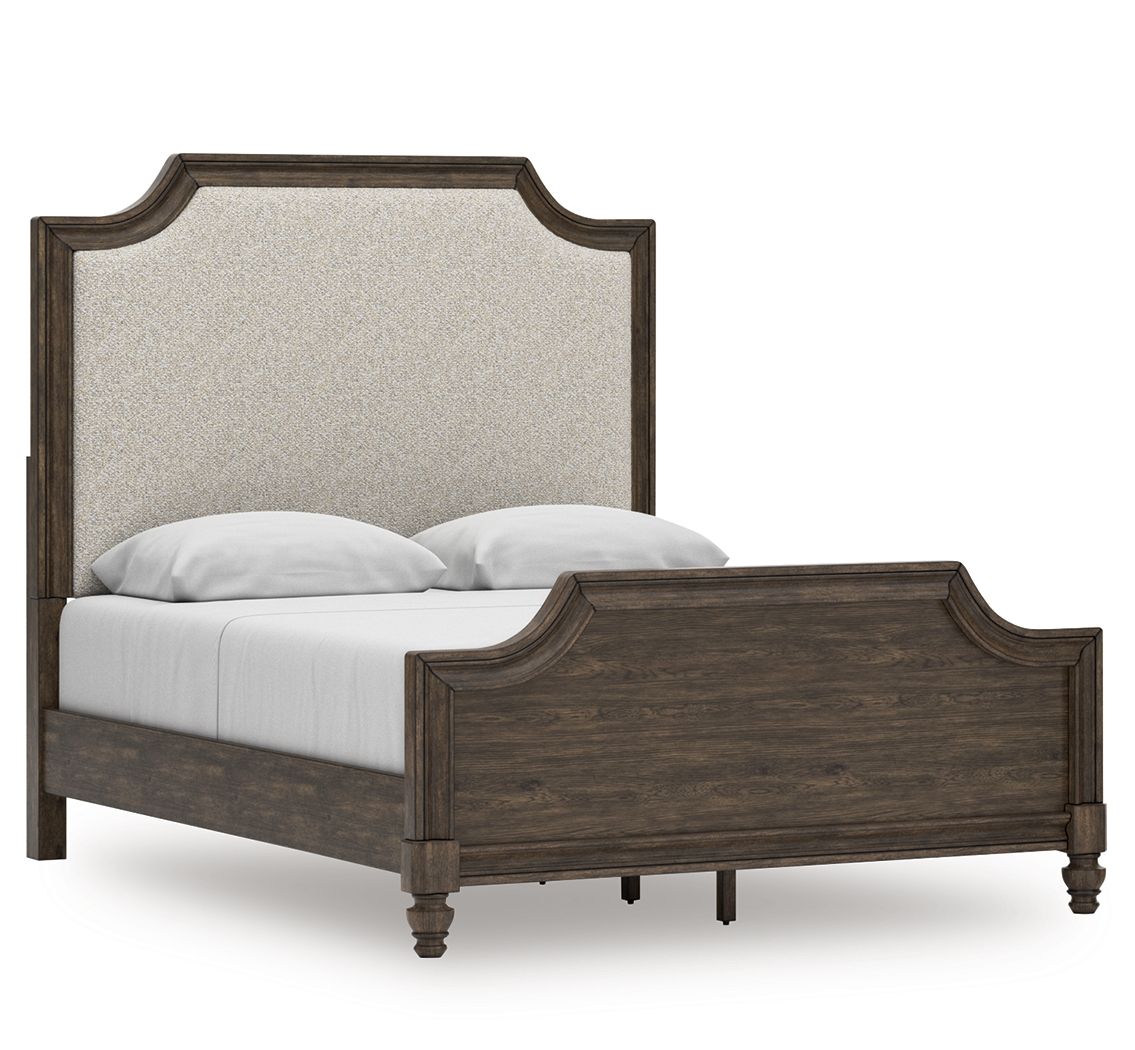 Veramond - Queen Upholstered Panel Bed - Dark Brown