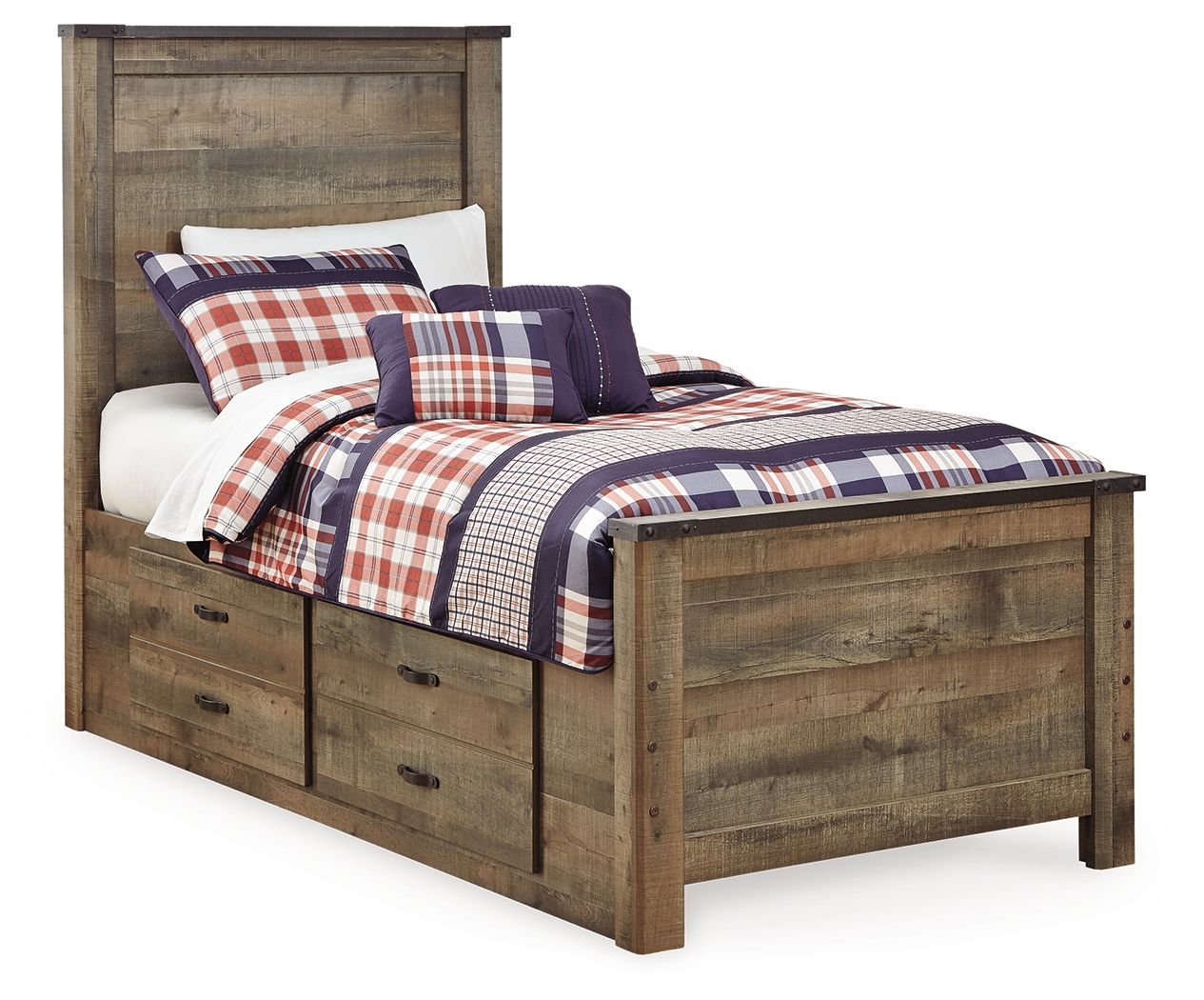 Trinell - Twin Panel Bed With 2 Storage Drawers - Brown