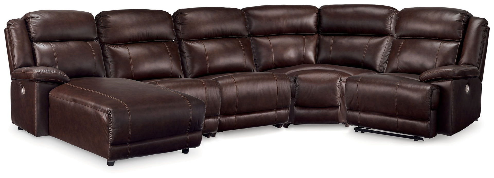 VonKurt - 5-Piece Power Reclining Sectional With Laf Chaise - Dark Brown