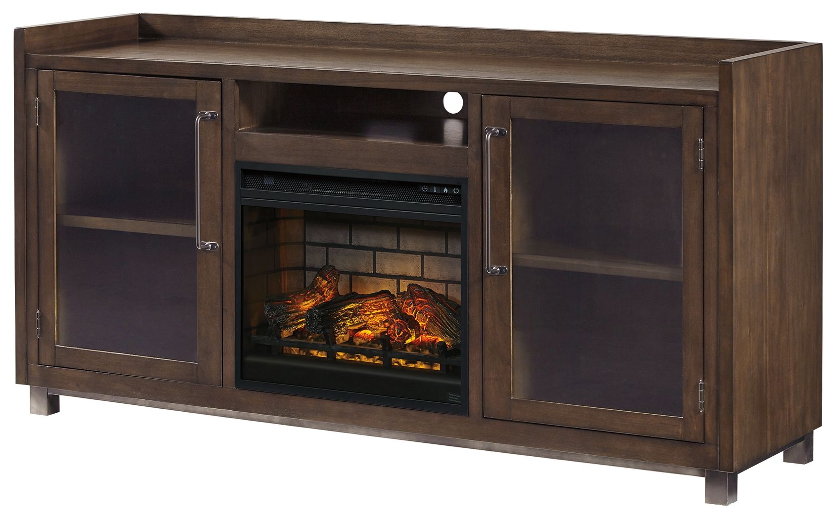 Starmore - 2 Pc. - 70" TV Stand With Faux Firebrick Fireplace Insert - Brown