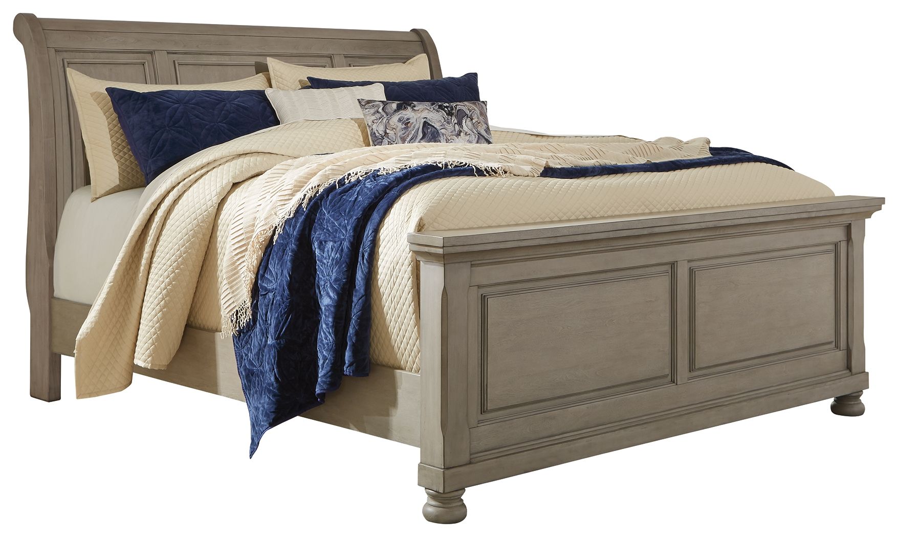 Lettner - Queen Sleigh Bed - Light Gray