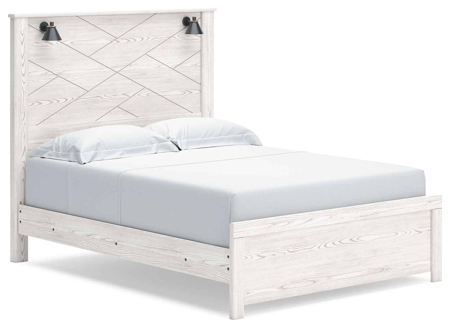 Gerridan - Queen Panel Bed With Sconces - White