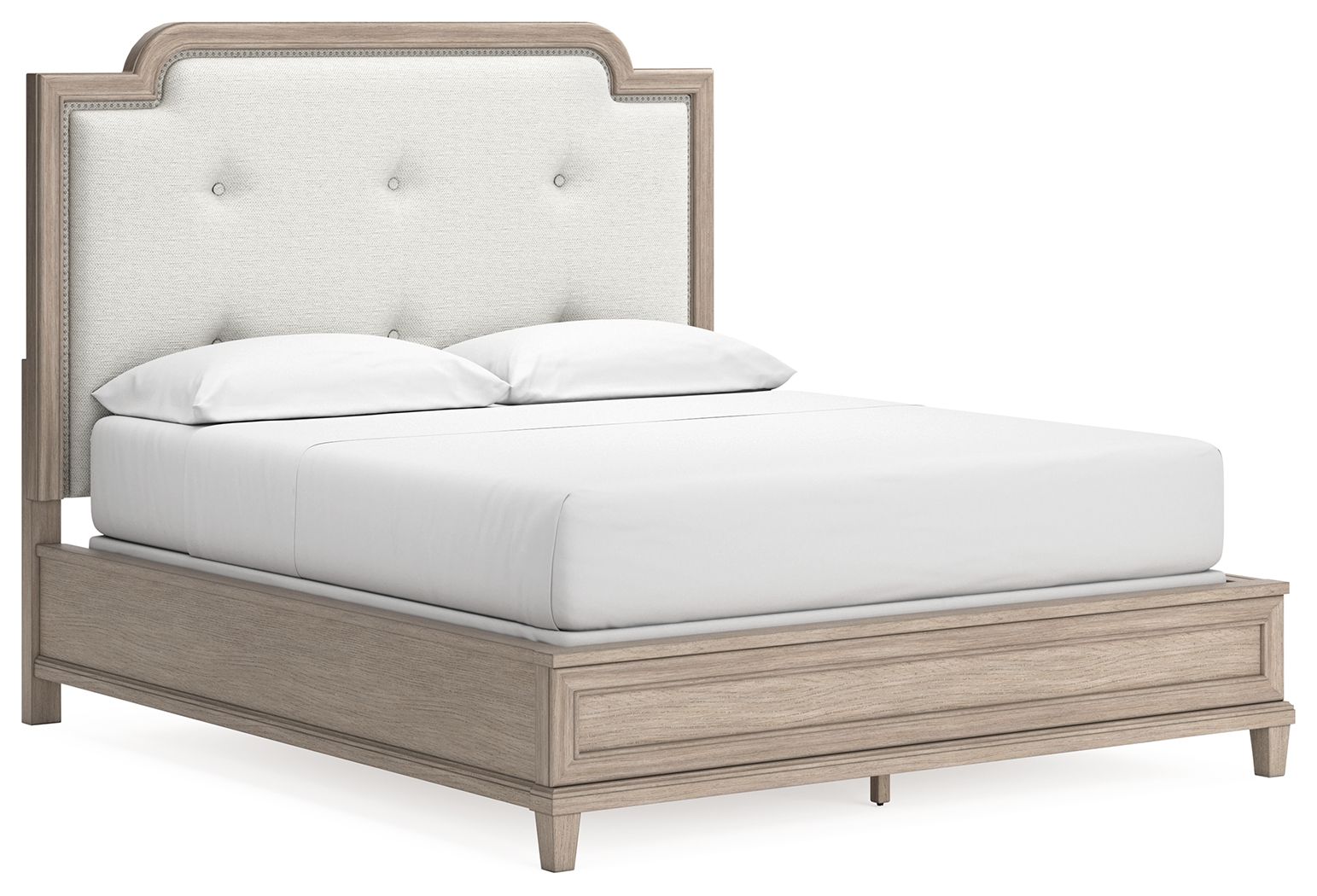 Jorlaina - California King Upholstered Panel Bed - Light Grayish Brown
