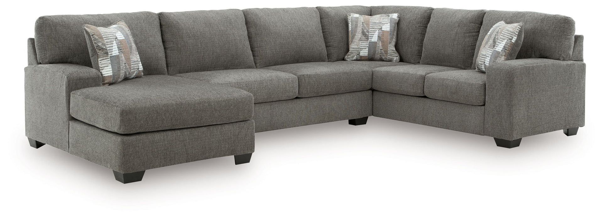 Newellen - 3-Piece Sleeper Sectional With LAF Chaise And RAF Sofa - Greystone