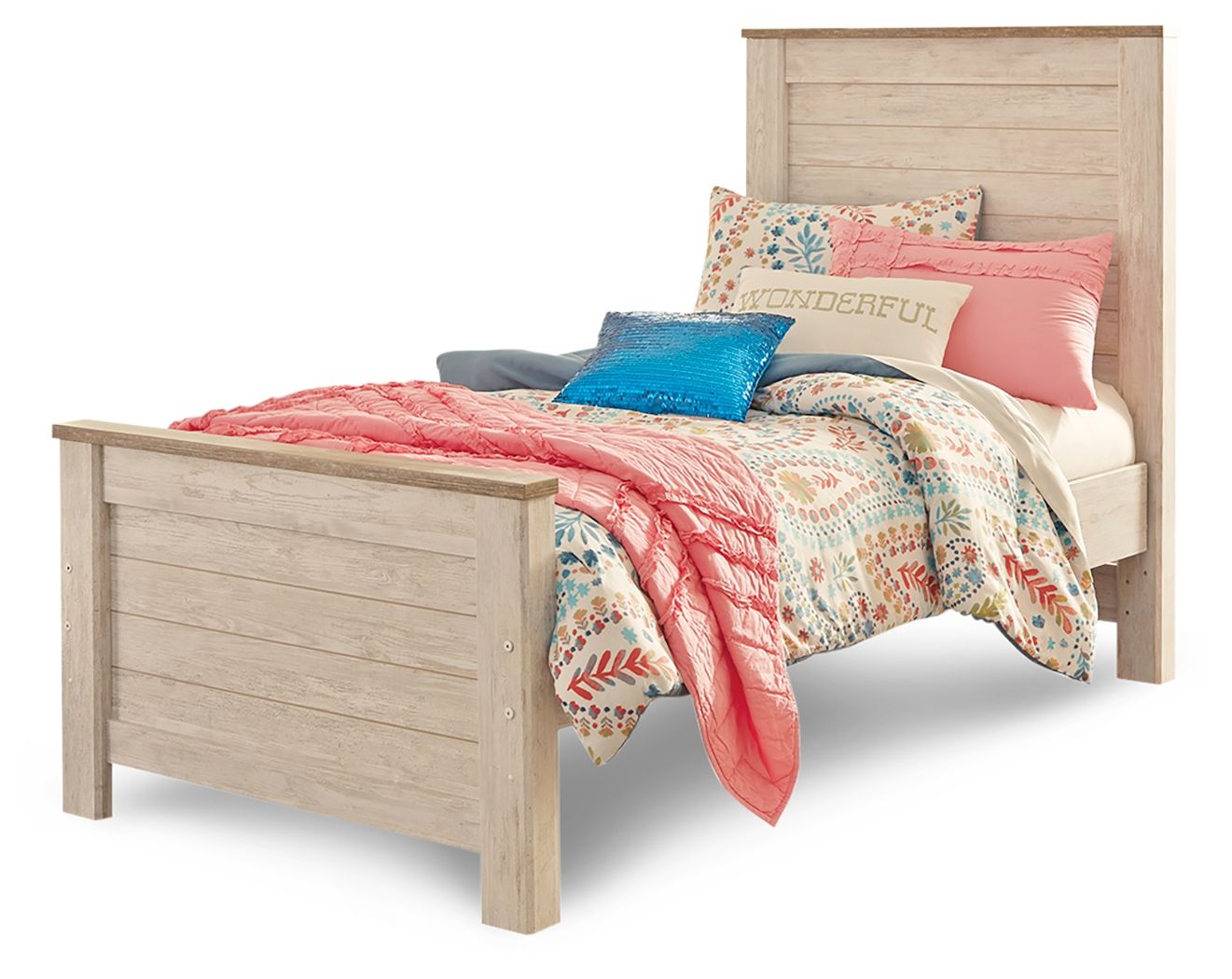 Willowton - Twin Panel Bed - Whitewash