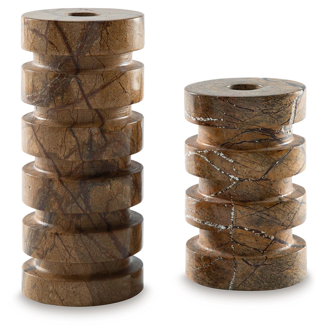 Emsleyfield - Candle Holder Set - Tan