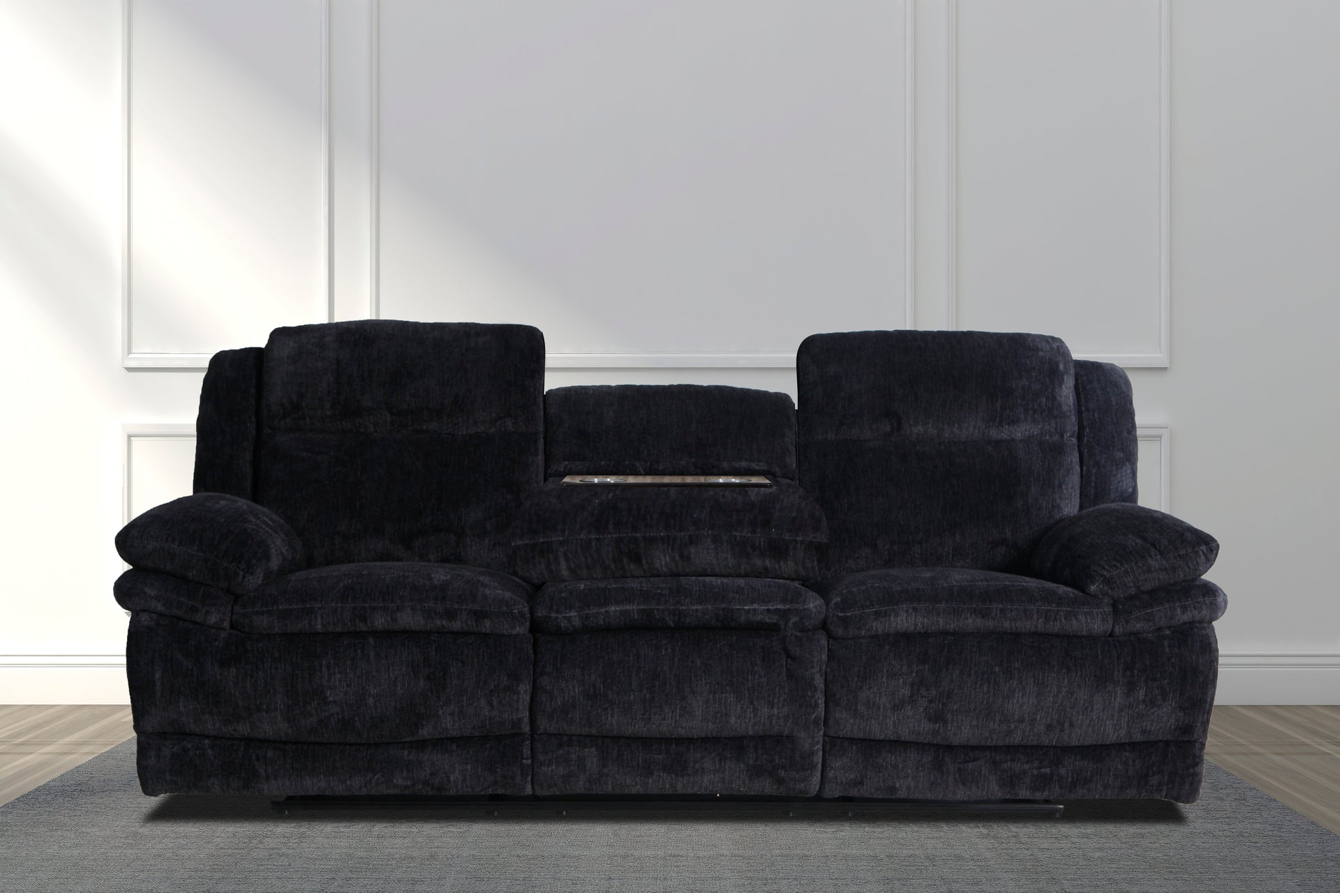 Zaftig Ebony Manual Glider Loveseat with Console
