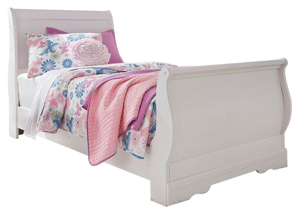 Anarasia - Twin Sleigh Bed - White