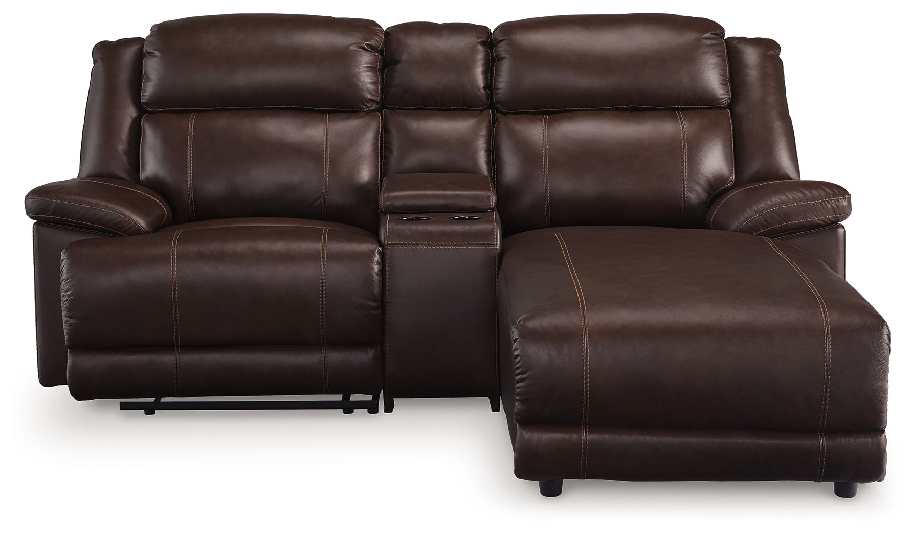 Vonkurt - 3-Piece Power Reclining Sectional Sofa With Raf Power Reclining Back Chaise - Dark Brown