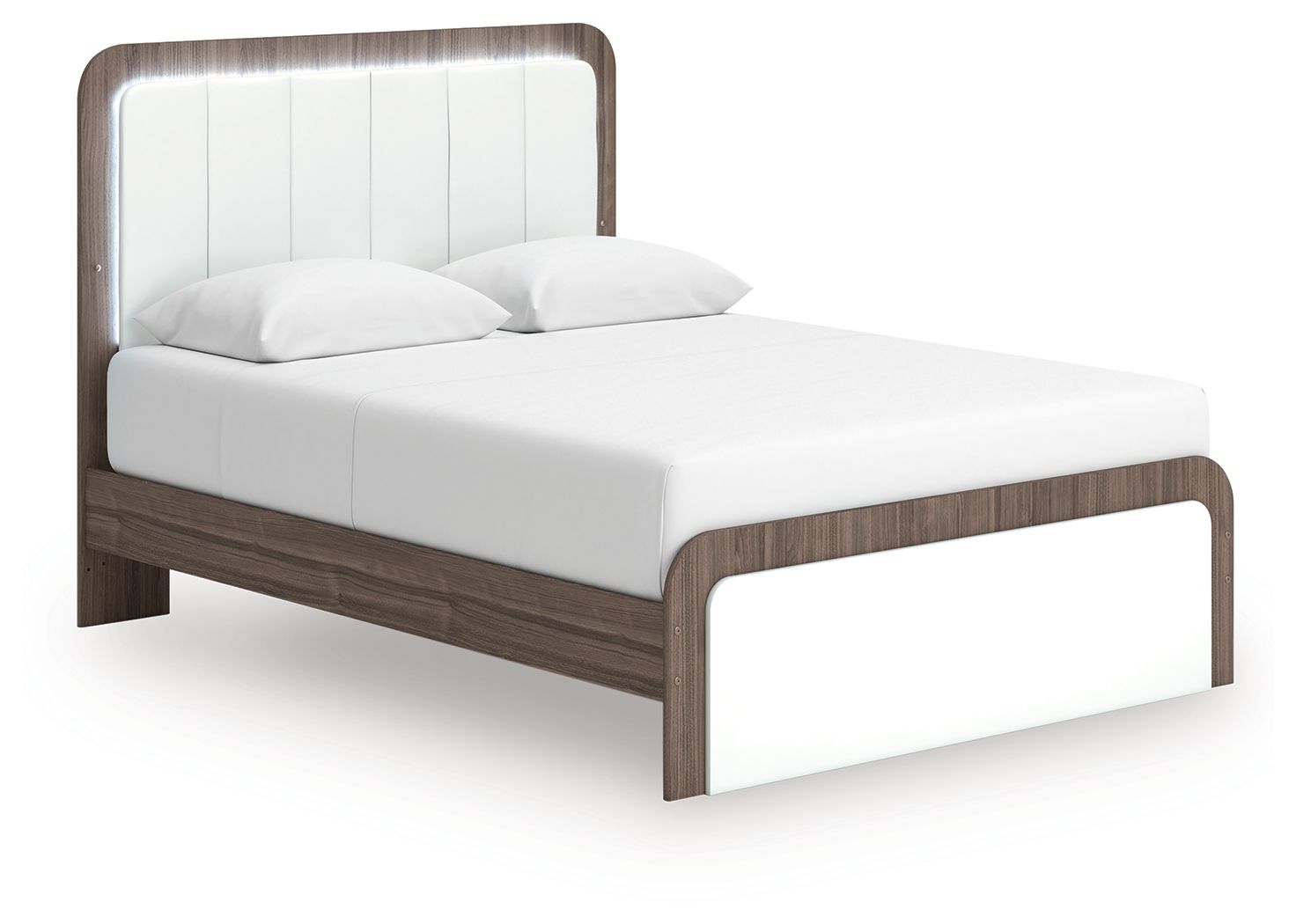Mazilar - Queen Upholstered Bed - White / Brown