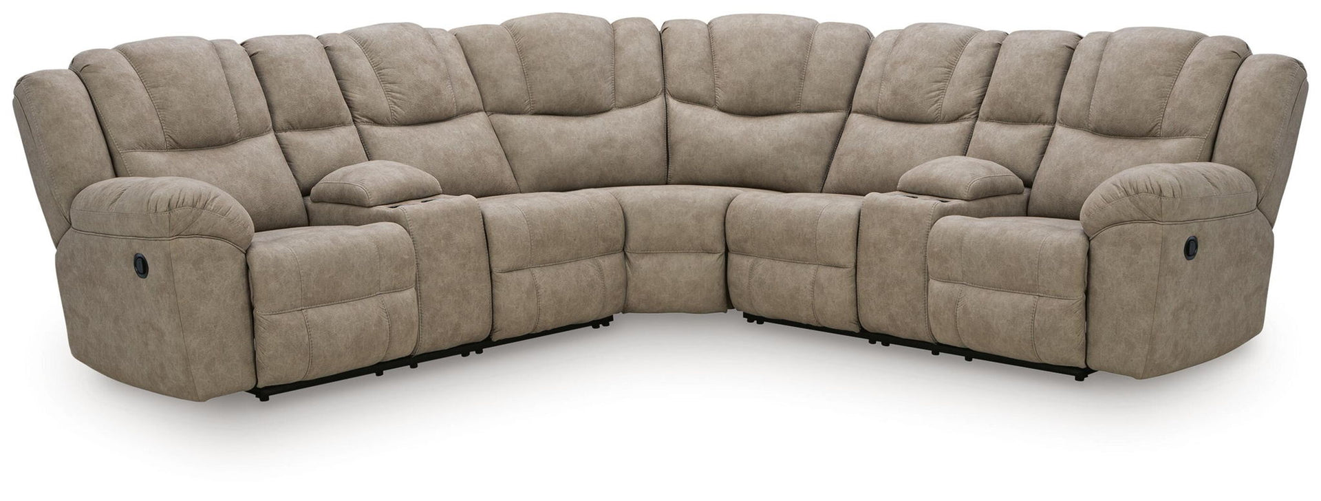 Ravenswaye - 3-Piece Reclining Sectional With Double Console - Birch