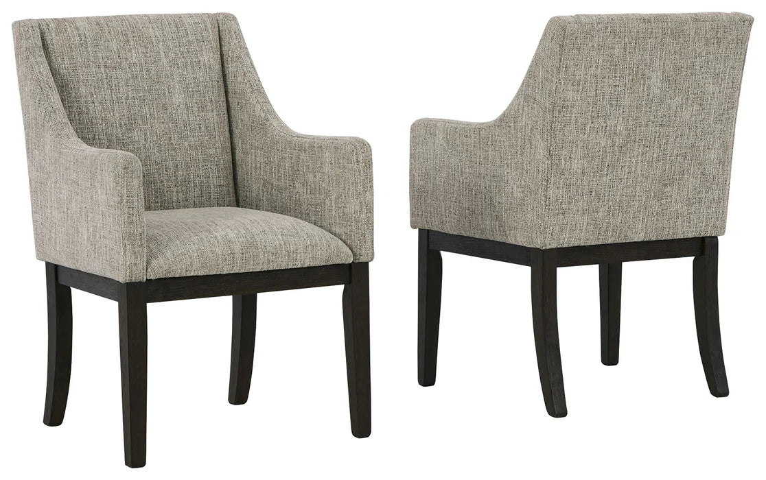 Burkhaus - Upholstered Dining Arm Chair (Set of 2) - Beige / Dark Brown