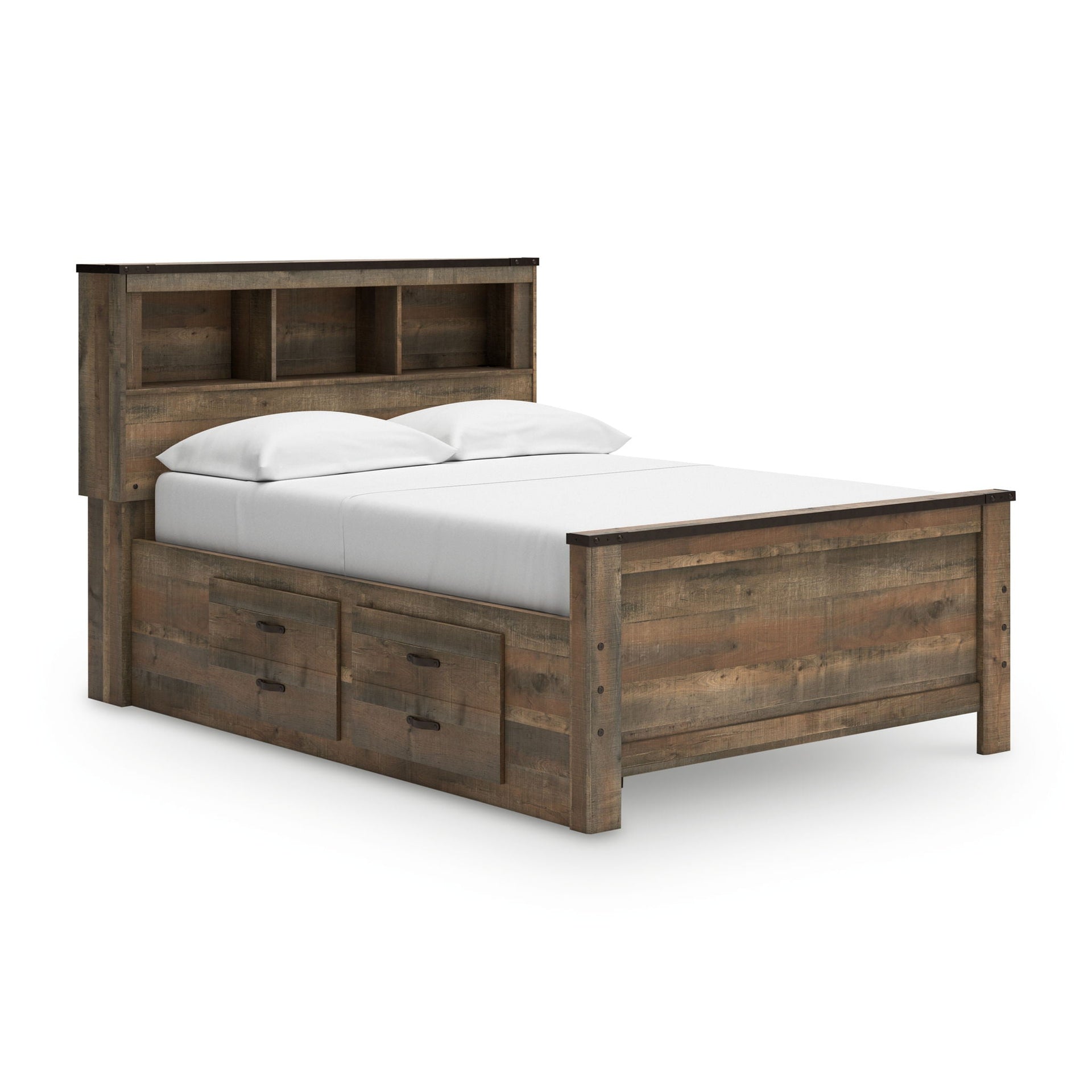 Trinell - Full Panel Bookcase Bed With 2 Storage Drawers - Brown