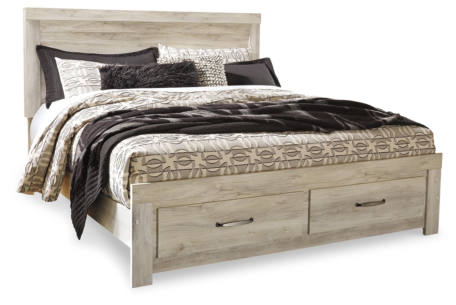 Bellaby - King Platform Bed With 2 Storage Drawers - Whitewash
