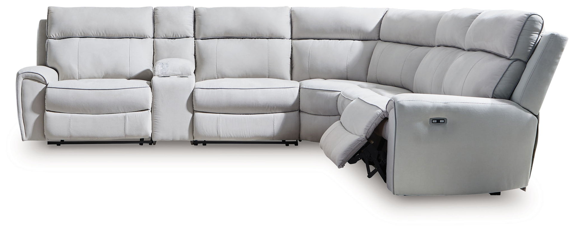 Grafton Pike - 6-Piece Power Reclining Sectional - Pearl / Ash