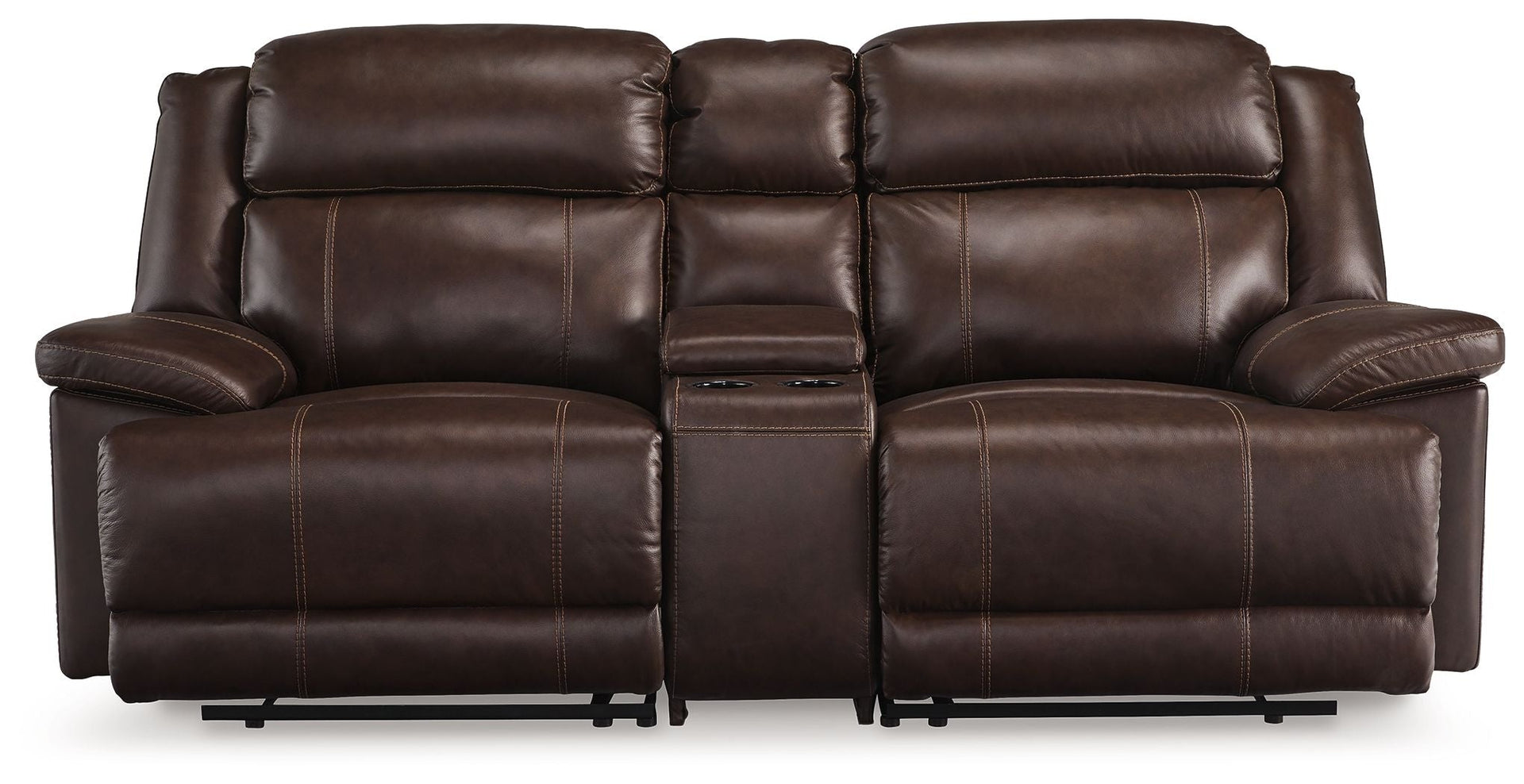 Vonkurt - 2-Piece Power Reclining Loveseat Sectional With Console - Dark Brown