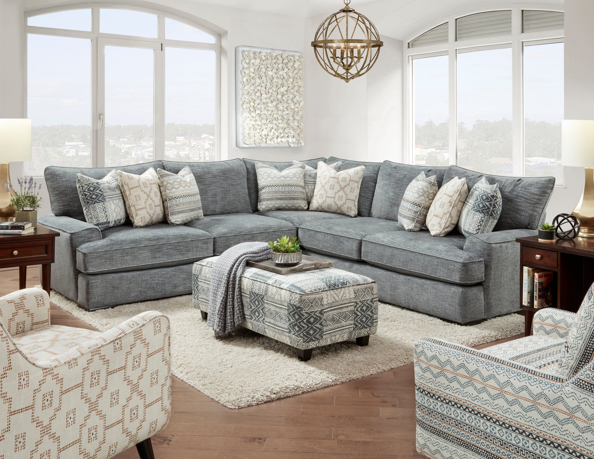 Handwoven Slate Riverdale 3-Piece Sectional