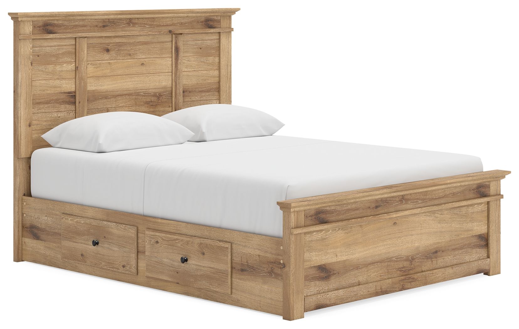 Fenderport - Queen Panel Storage Bed With Under Bed Storage Unit - Tan