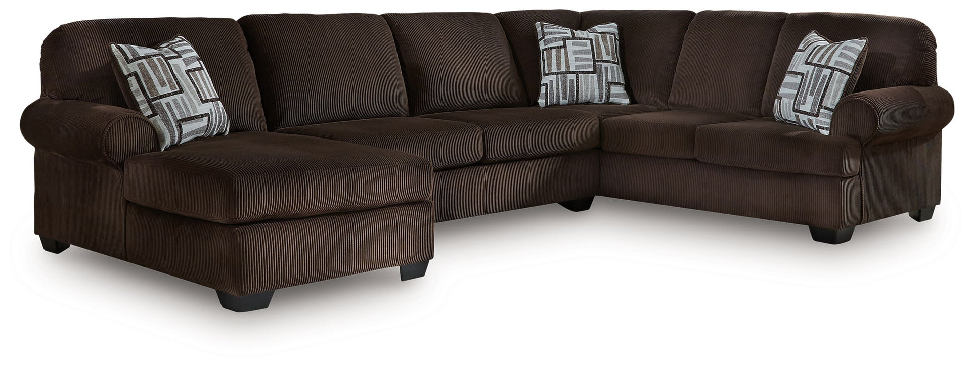 Landsings - 3-Piece Sectional With LAF Chaise And RAF Sofa - Chocolate