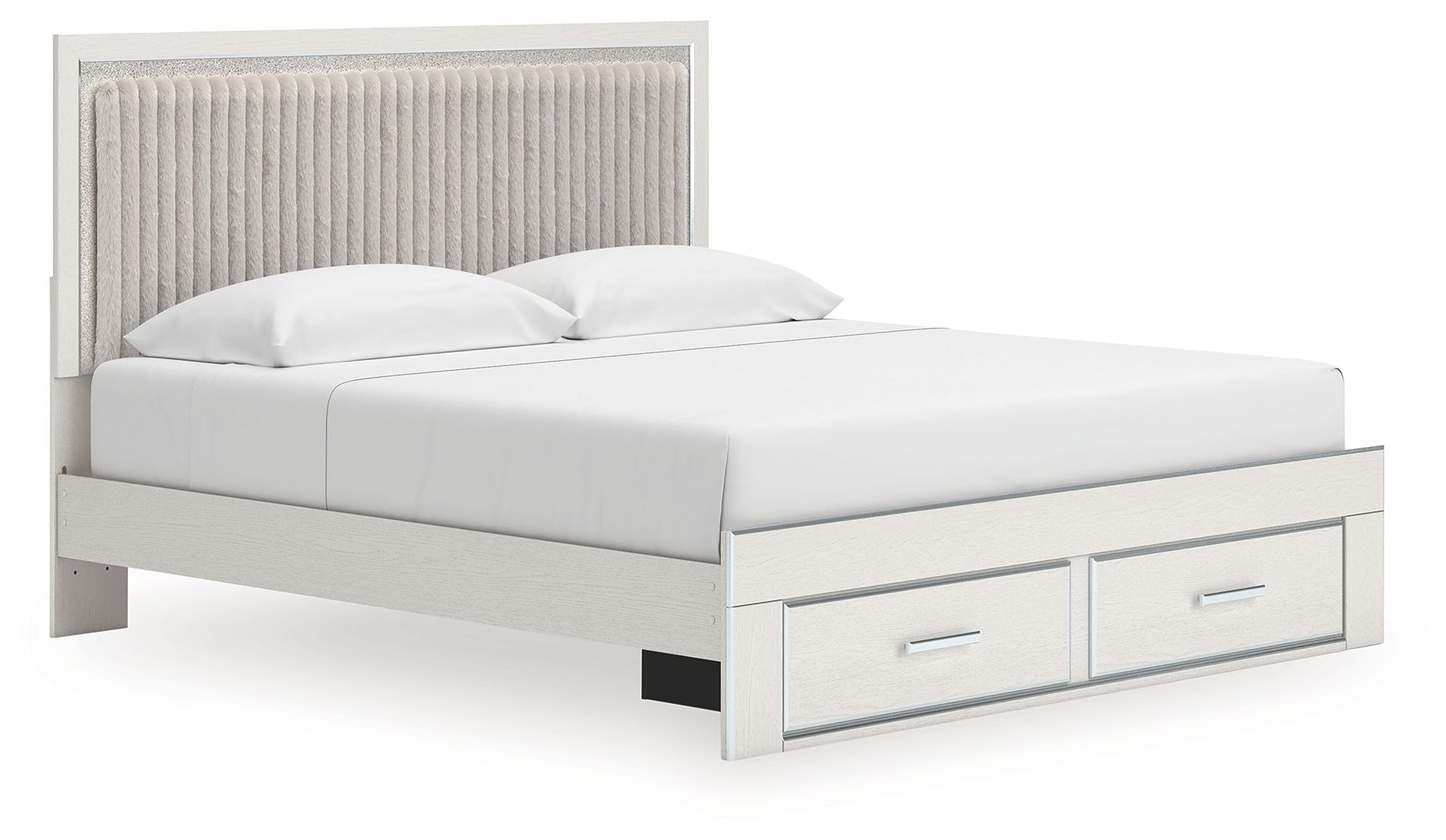 Birmonton - King Upholstered Panel Platform Storage Bed - White