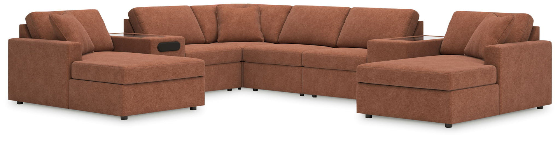 Modmax - 8-Piece Double Chaise Sectional With Audio And Storage Consoles - Spice