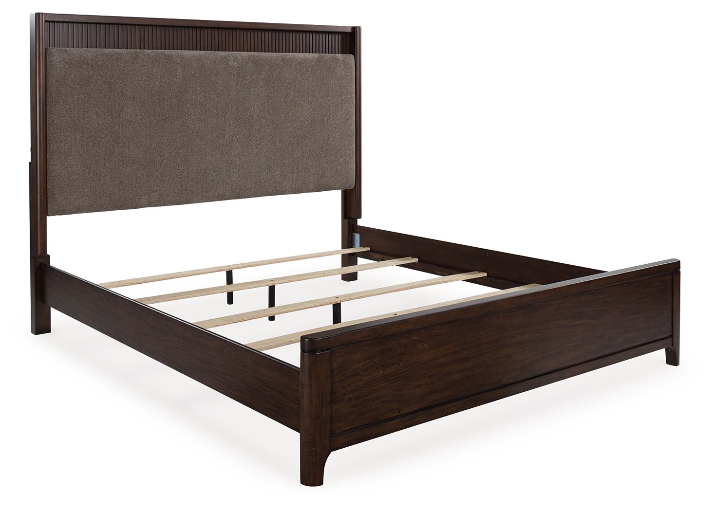 Korestone - King Upholstered Panel Bed - Dark Brown
