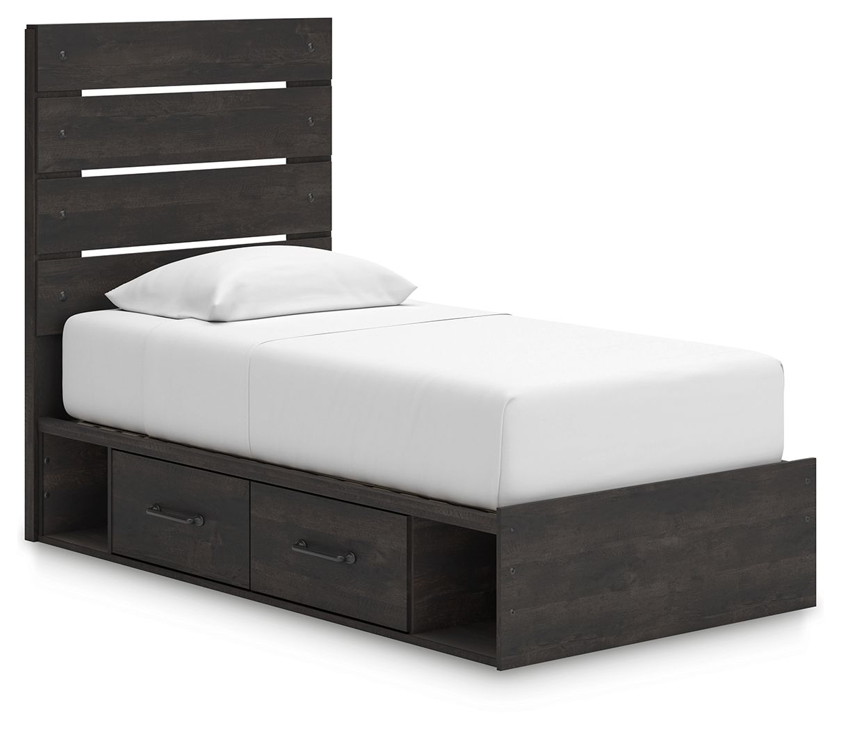 Delmorta - Twin Panel Bed With Storage - Dark Gray