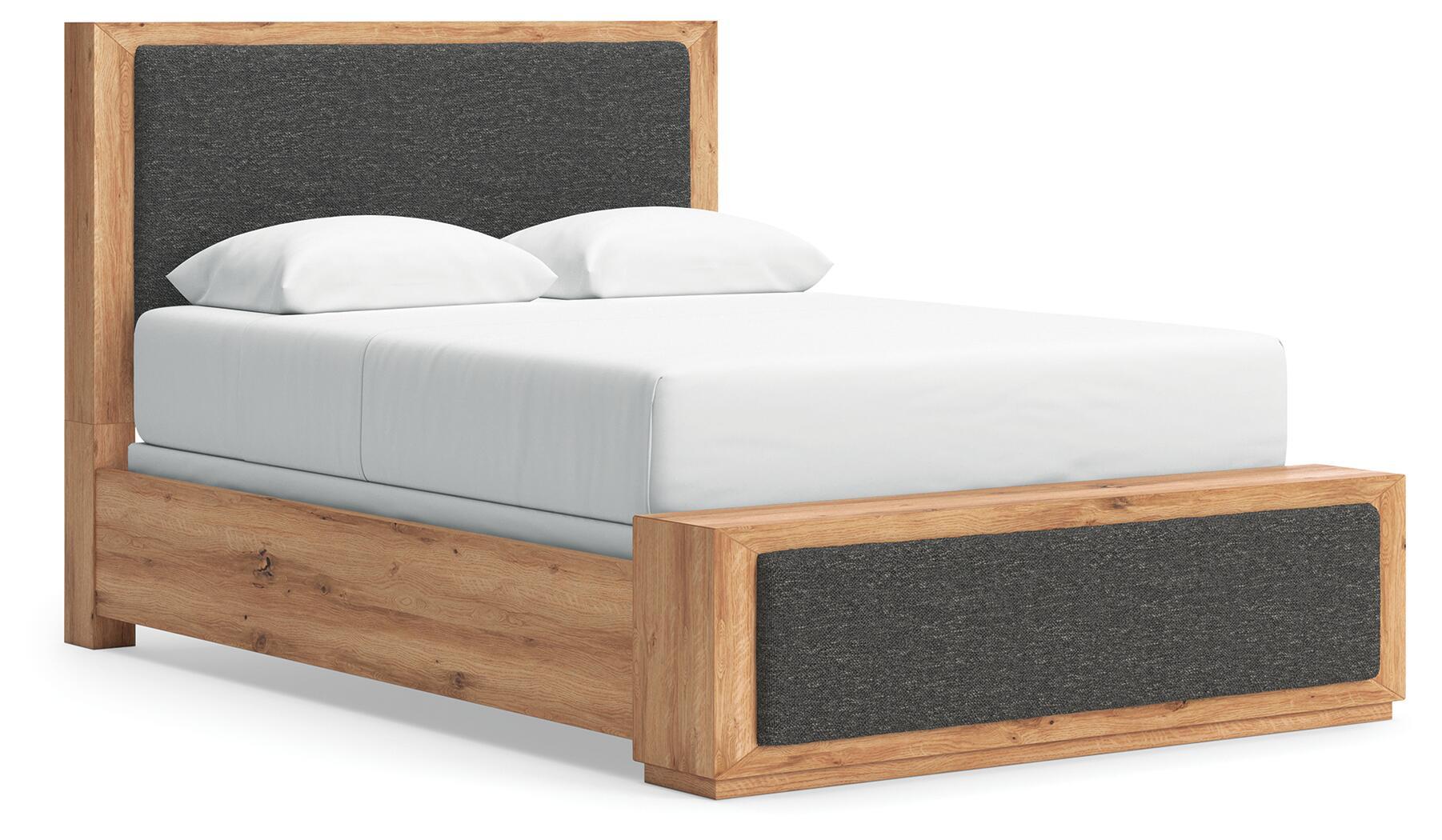 Bracken - Queen Upholstered Panel Bed - Light Brown