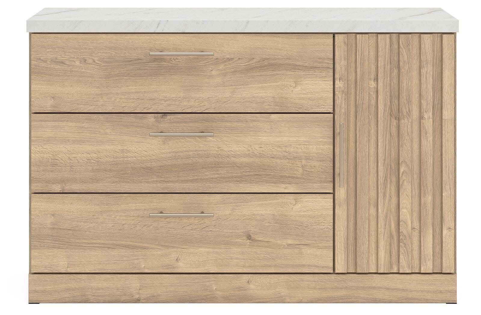 Holloway - Three Drawer Dresser With Door - Tan / White