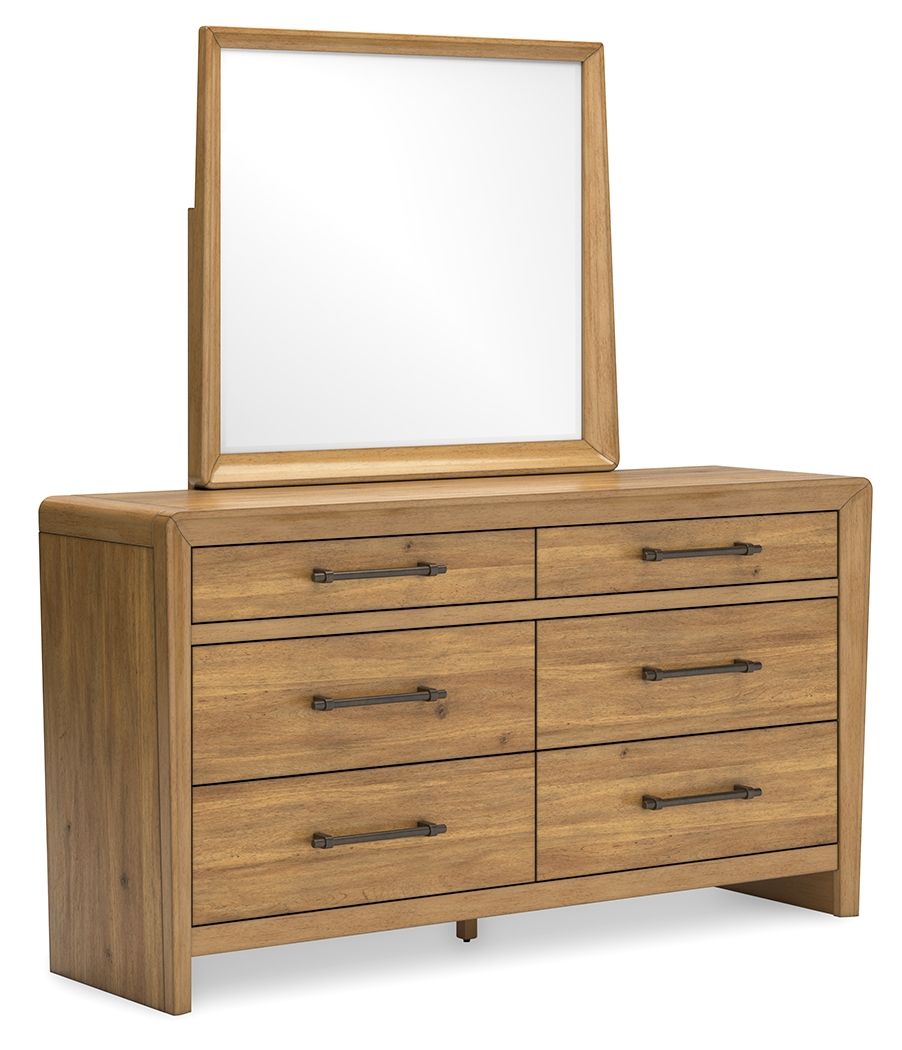 Takston - Dresser And Mirror - Light Brown
