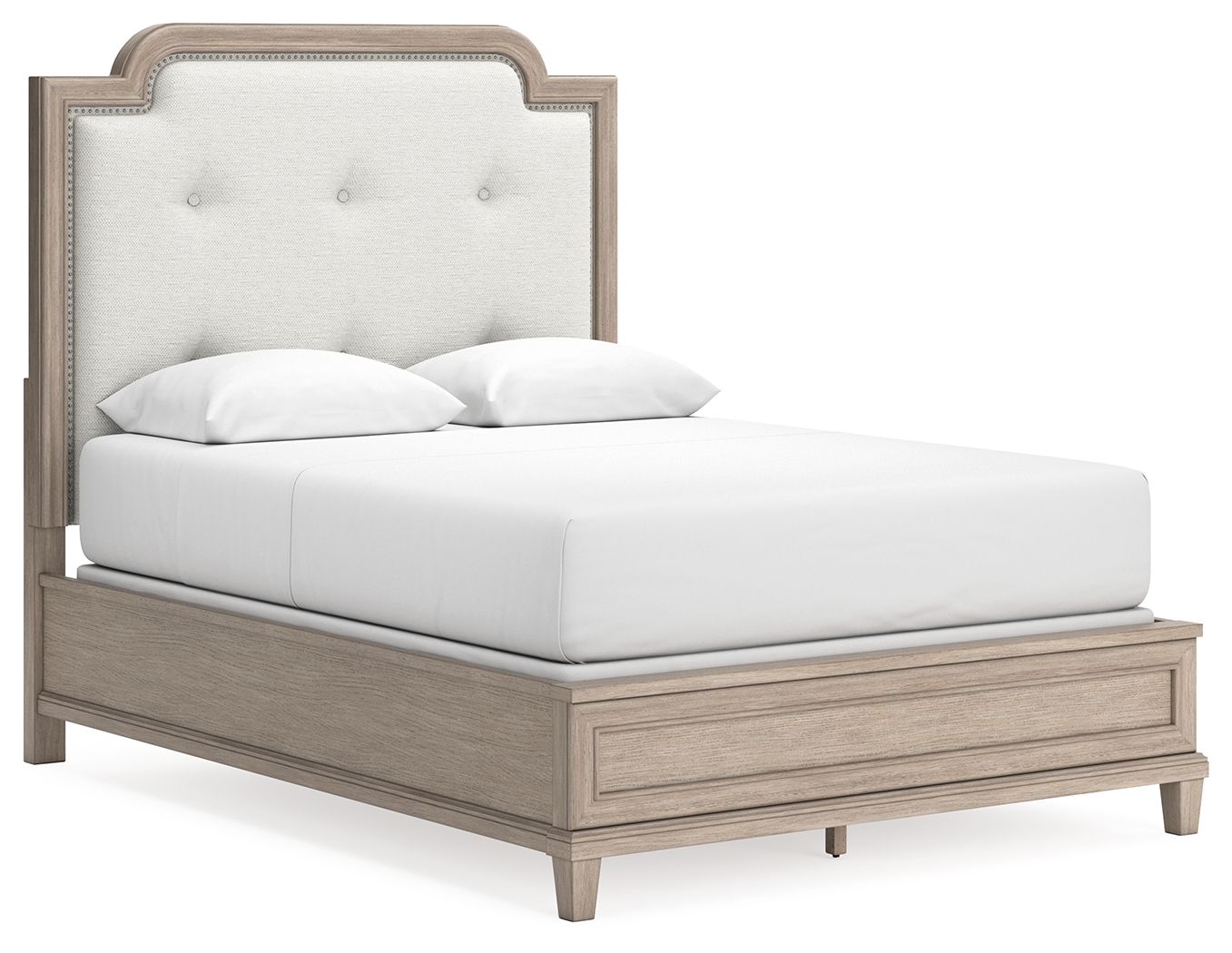 Jorlaina - Queen Upholstered Panel Bed - Light Grayish Brown
