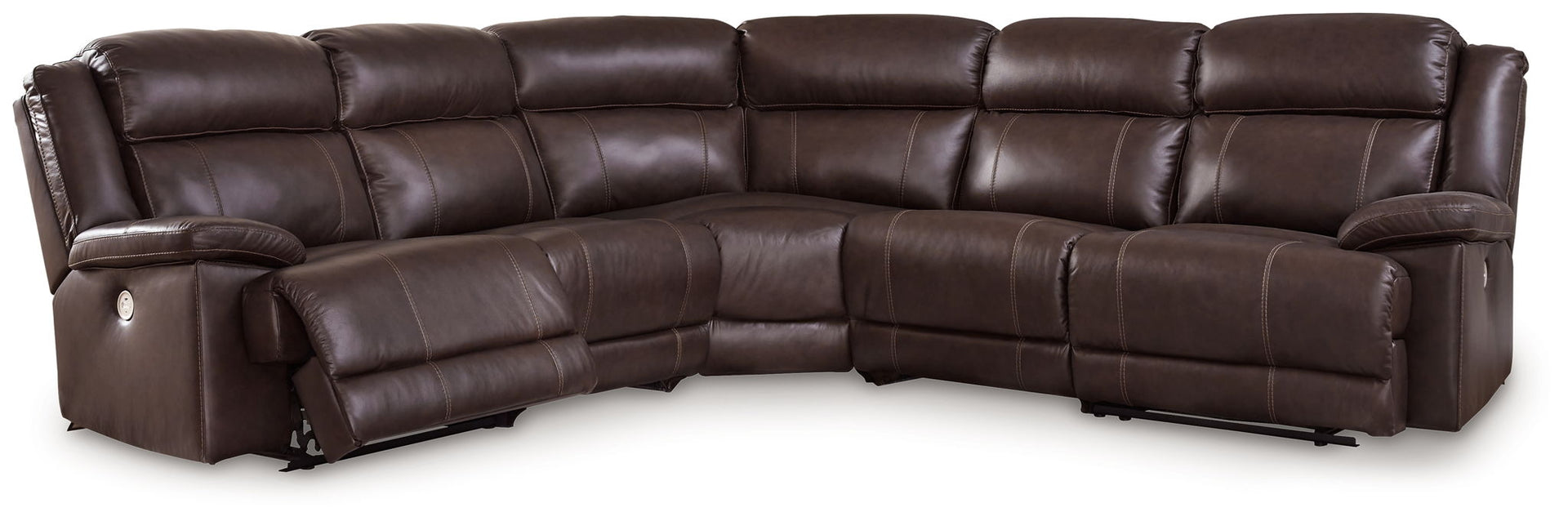 Vonkurt - 5-Piece Power Reclining Sectional - Dark Brown