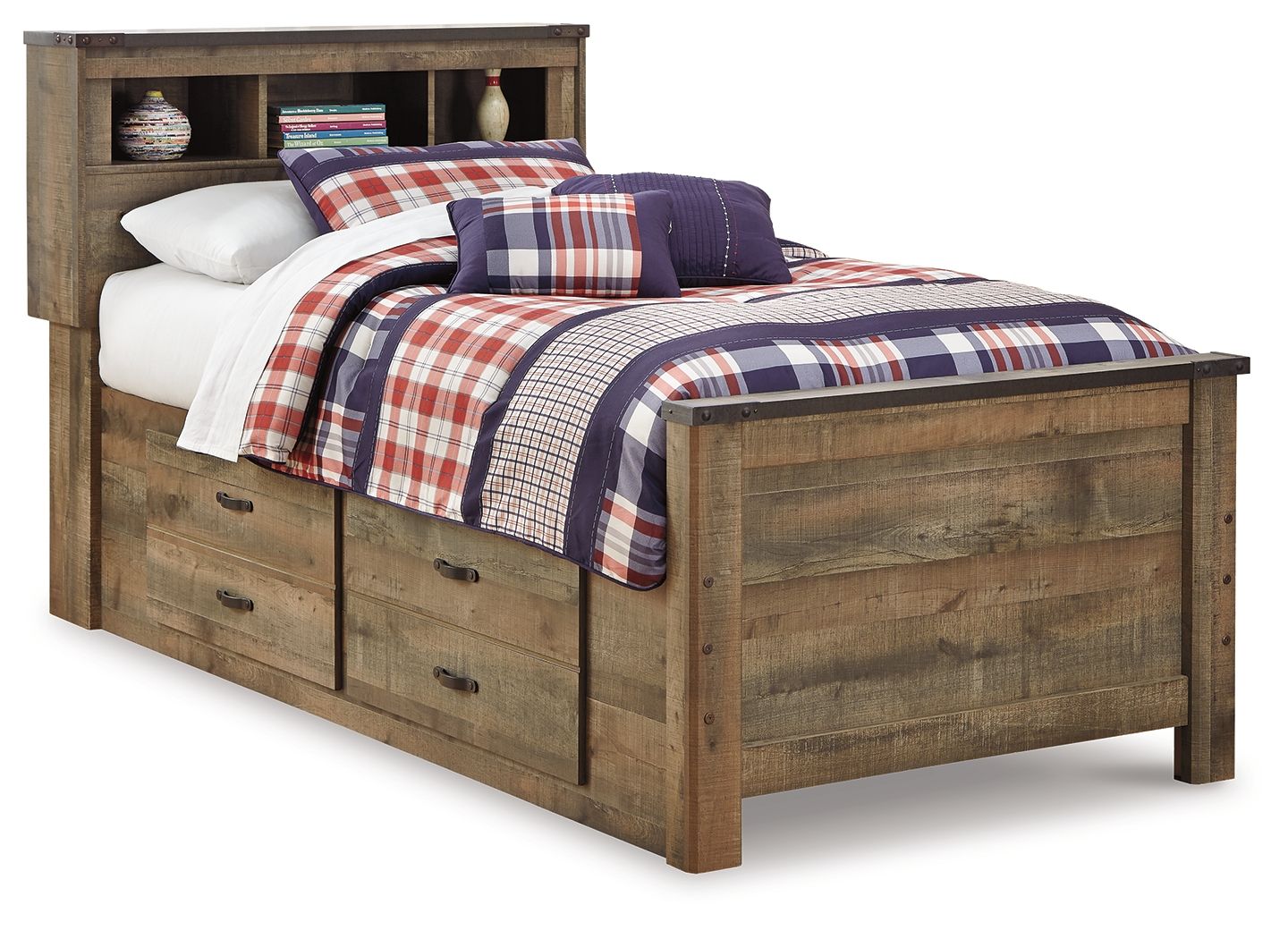 Trinell - Twin Bookcase Bed With 2 Storage Drawers - Brown