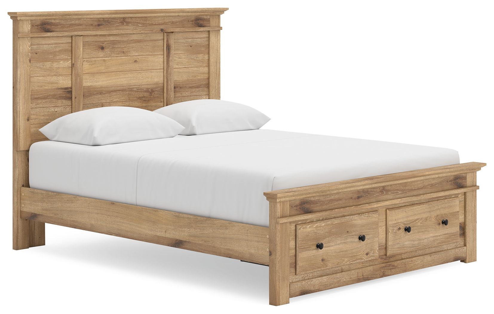 Fenderport - Queen Panel Storage Bed With Storage Footboard - Tan