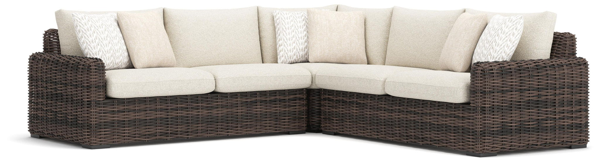 Kimora - 3-Piece Outdoor Sectional - Beige / Dark Brown