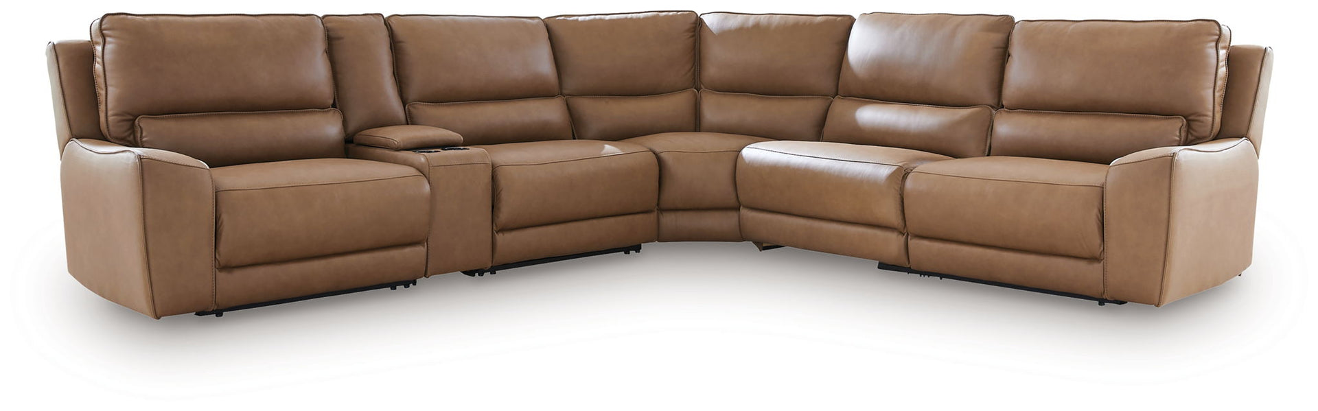 Silverbrooke - 6-Piece Power Reclining Sectional With Storage Console - Caramel