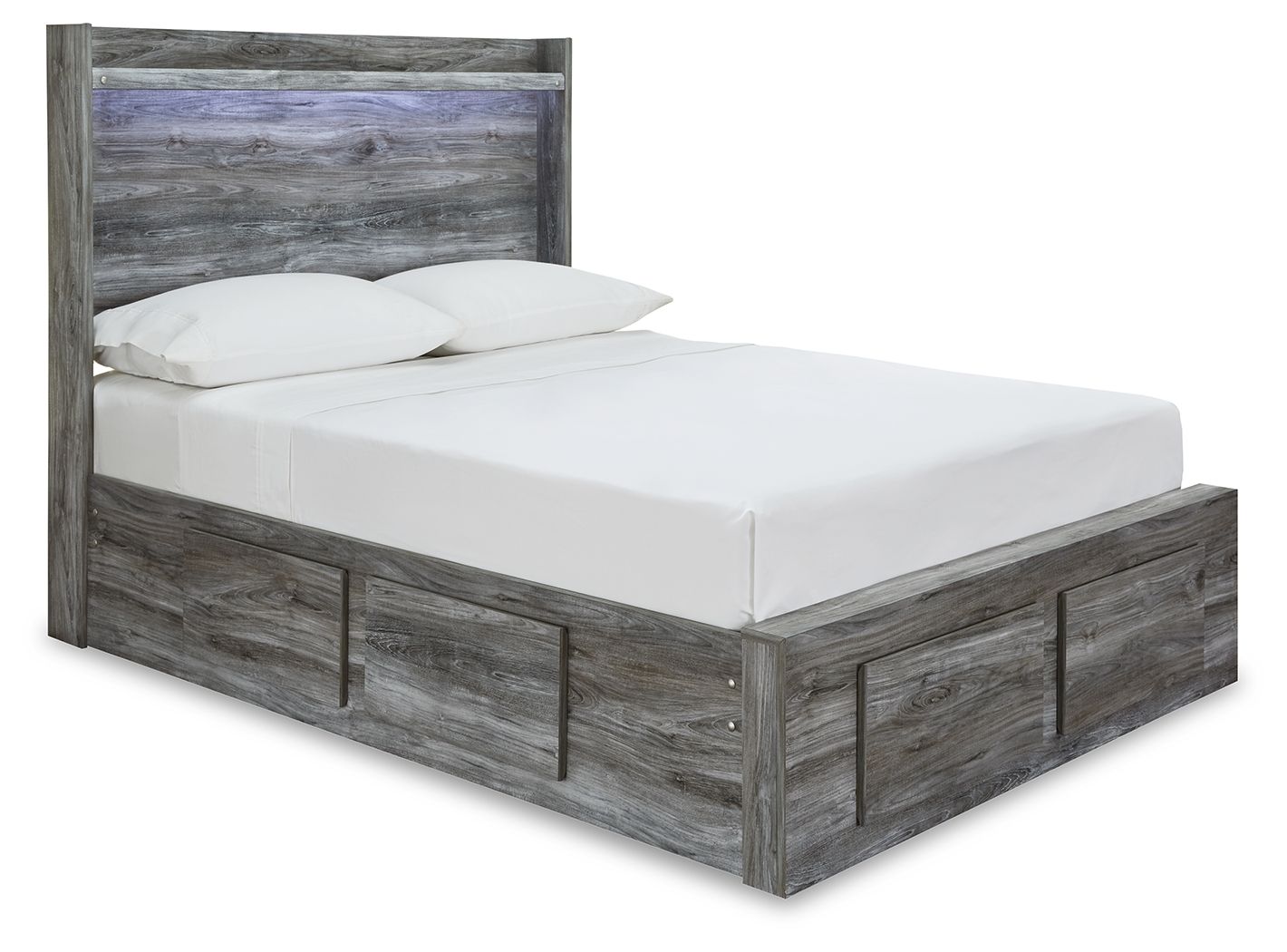 Baystorm - Full Panel Bed With 4 Storage Drawers - Gray