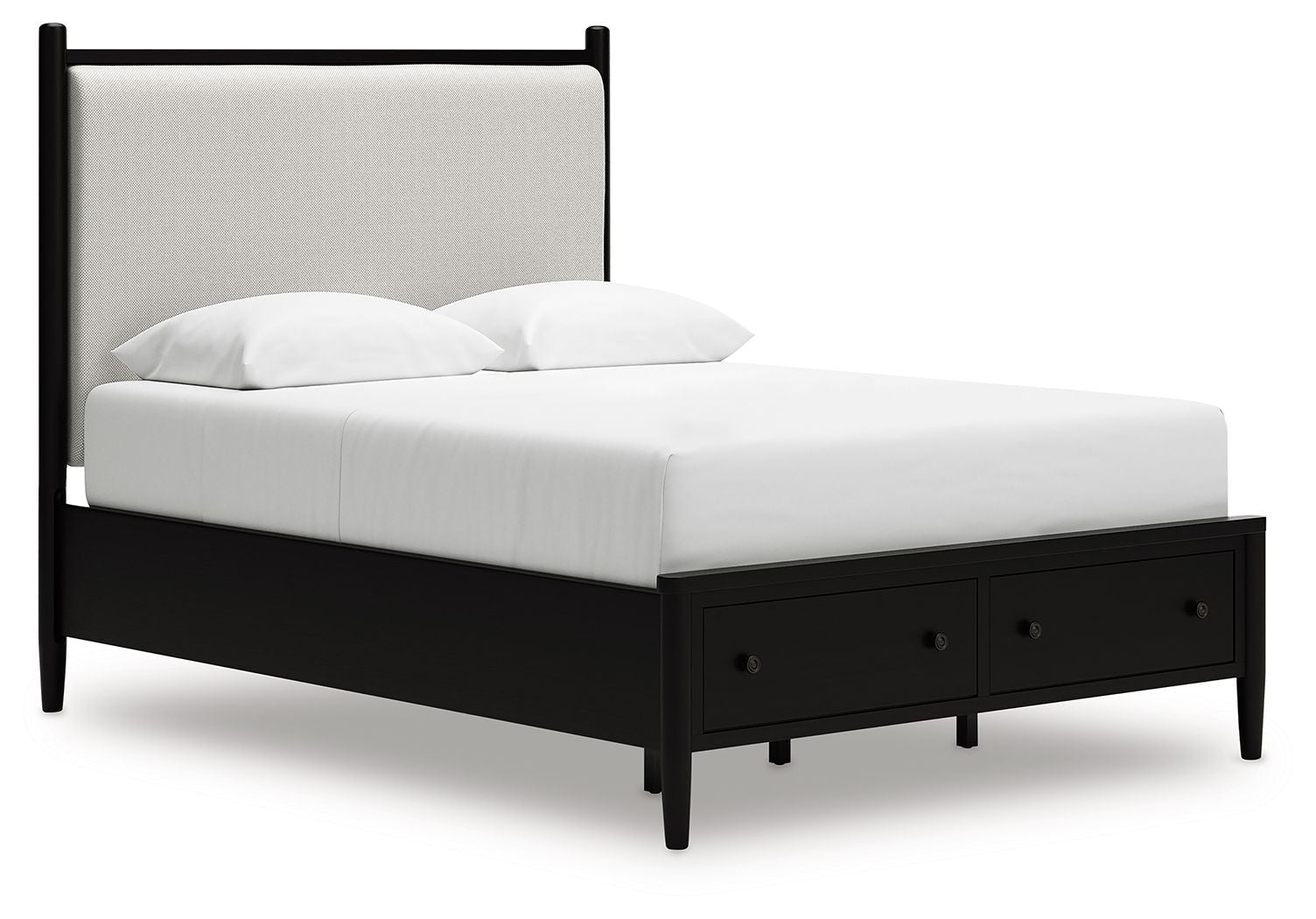 Portdown - Queen Upholstered Panel Storage Bed - Black