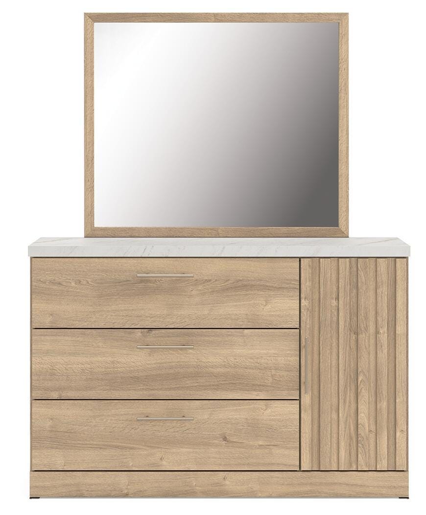 Holloway - Dresser And Mirror - Tan / White