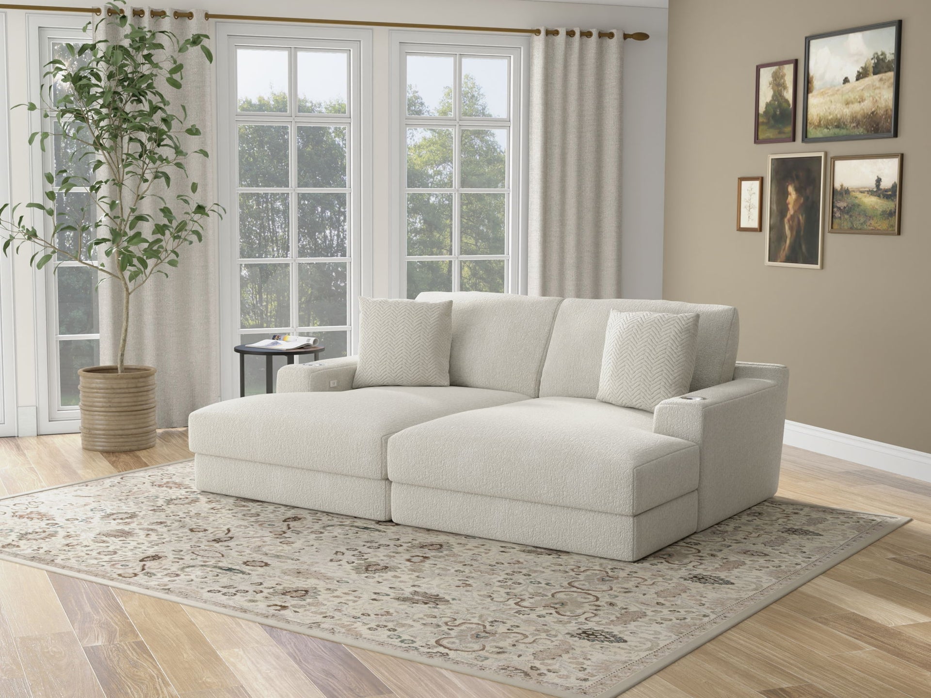 Cozy - 2 Piece Double Wide Chaise With USB Charging Ports