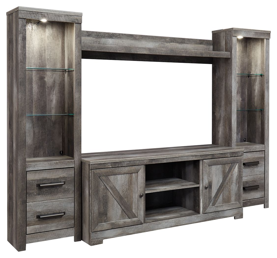 Wynnlow - 4 Pc. - Entertainment Center - 63" TV Stand - Gray