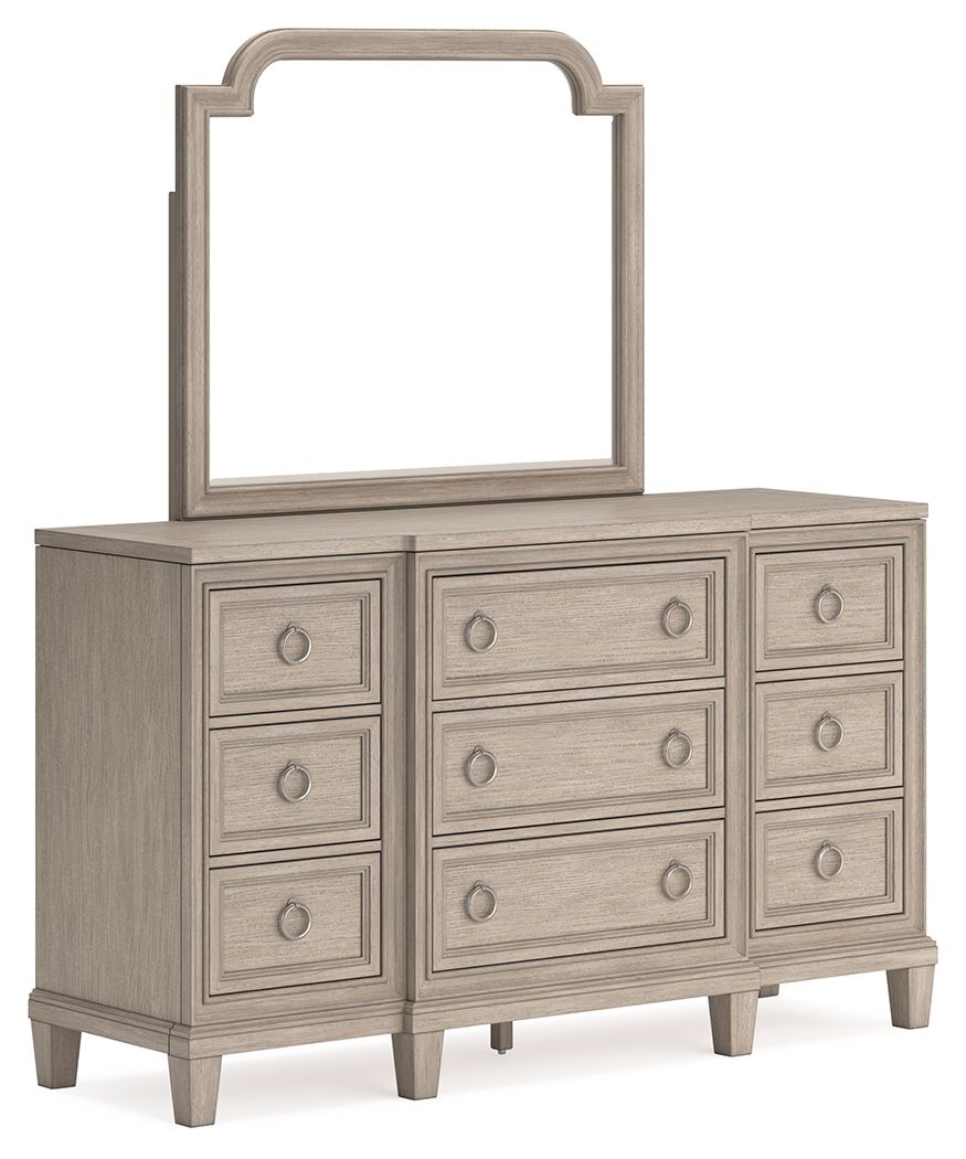 Jorlaina - Dresser And Mirror - Light Grayish Brown