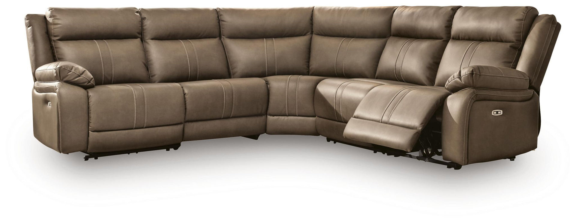 Max-Media - 5-Piece Power Reclining Sectional - Biscotti