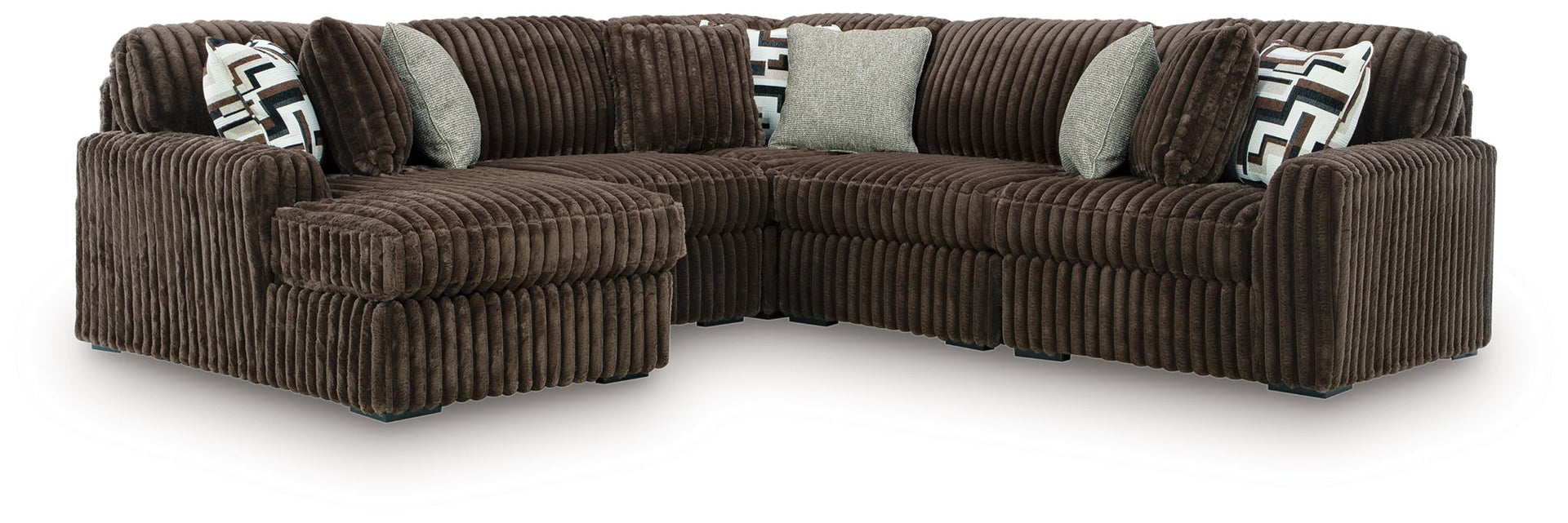 Midnight-Madness - 5-Piece Sectional With LAF Corner Chaise - Chocolate