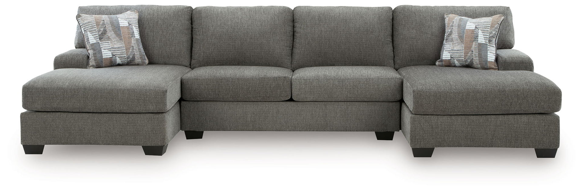 Newellen - 3-Piece Sectional With Double Chaise - Greystone