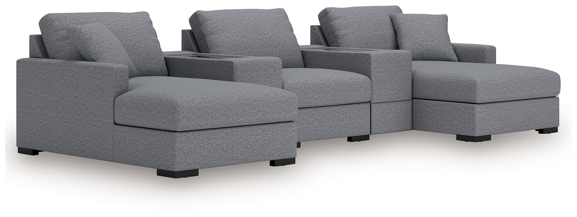 Omaha By Ashley - 5-Piece Sectional With Storage Consoles And LAF/RAF Corner Chaise - Salt And Pepper