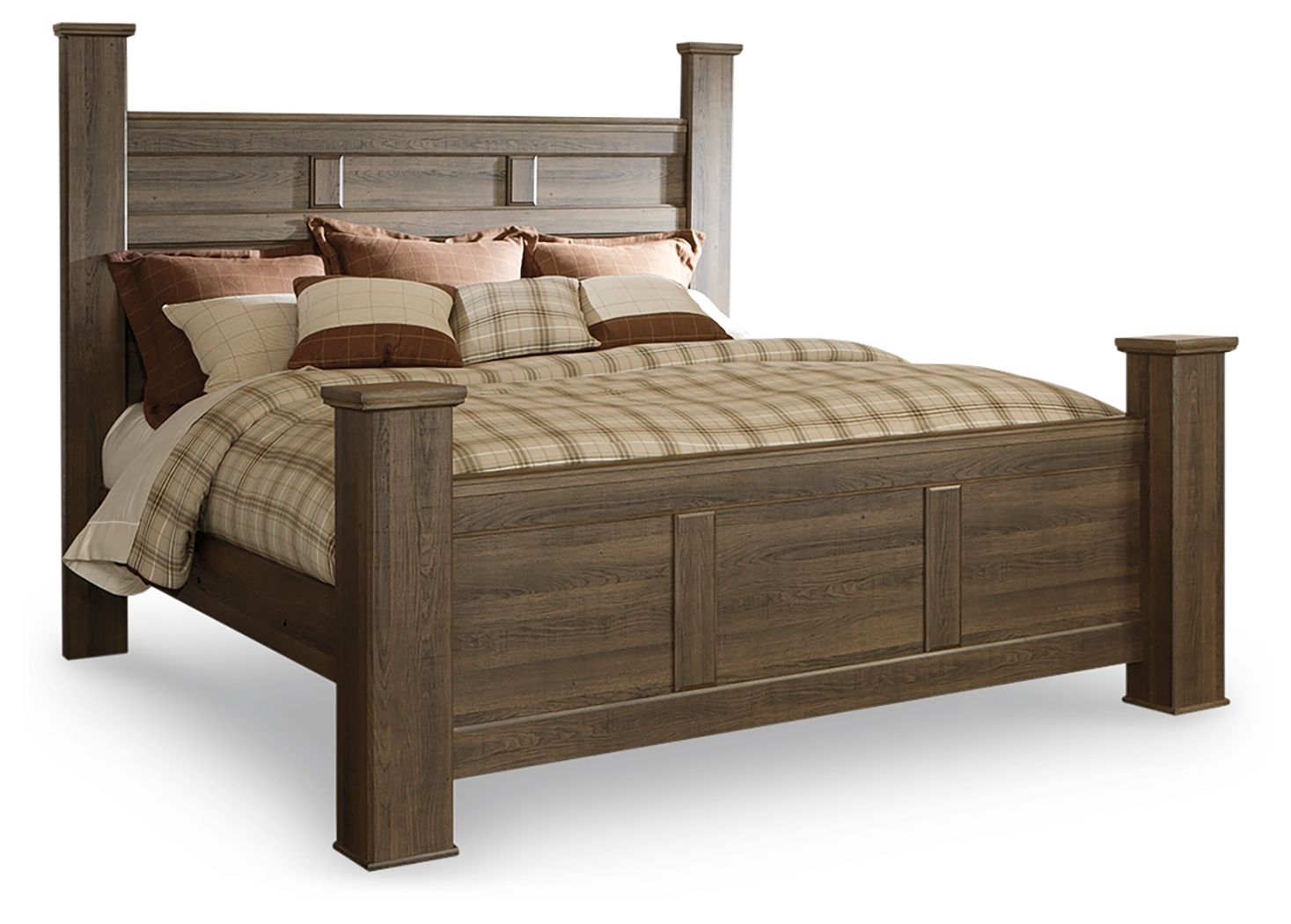Juararo - King Poster Bed - Dark Brown
