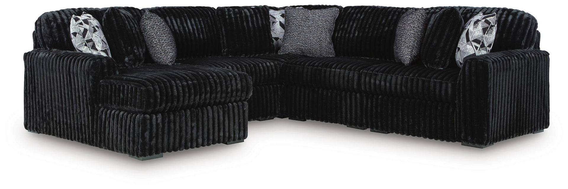 Midnight-Madness - 5-Piece Sectional With Laf Corner Chaise - Onyx