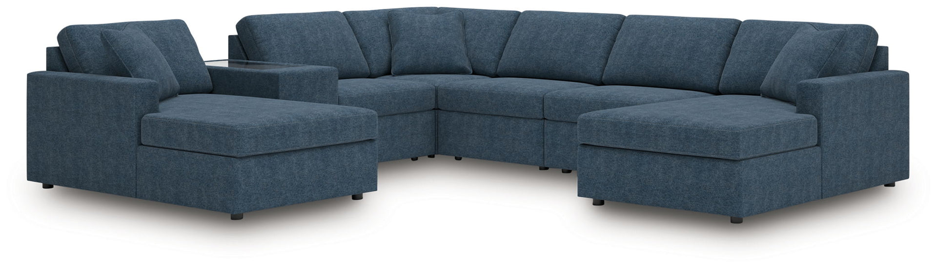 Modmax - 7-Piece Sectional With Laf And Raf Corner Chaises And With Storage Console - Ink
