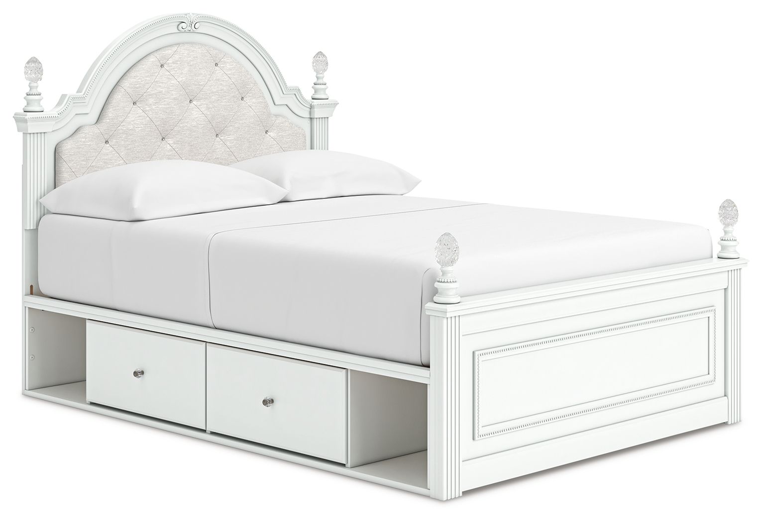 Maylilly - Full Upholstered Panel Storage Bed - White